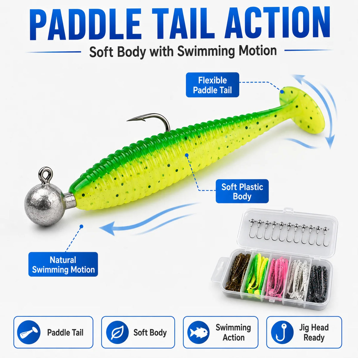 Paddle-Tail Swimbait Kit with Jig Heads