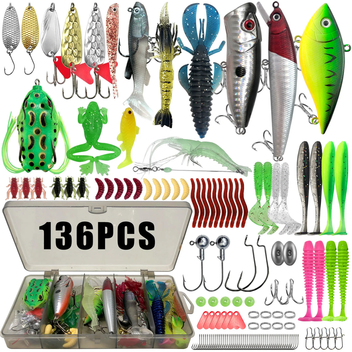 Fishing Tackle & Lure Kit – 86–366 Pieces