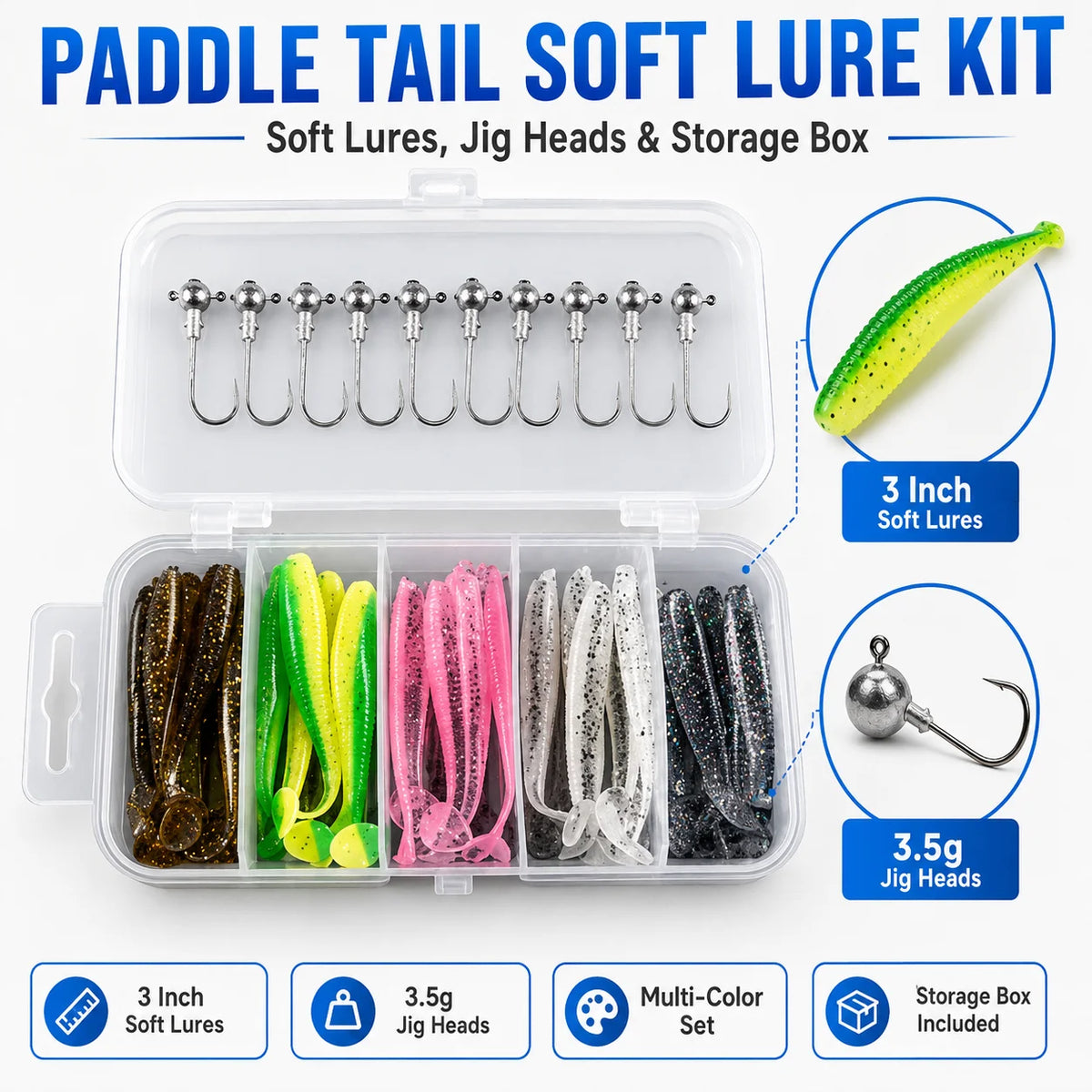 Paddle-Tail Swimbait Kit with Jig Heads