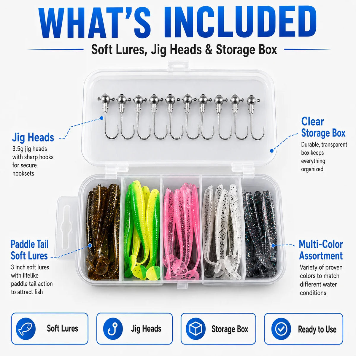 Paddle-Tail Swimbait Kit with Jig Heads