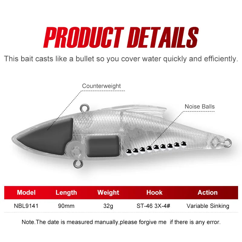 90mm Lipless Rattle Crankbait – 33g