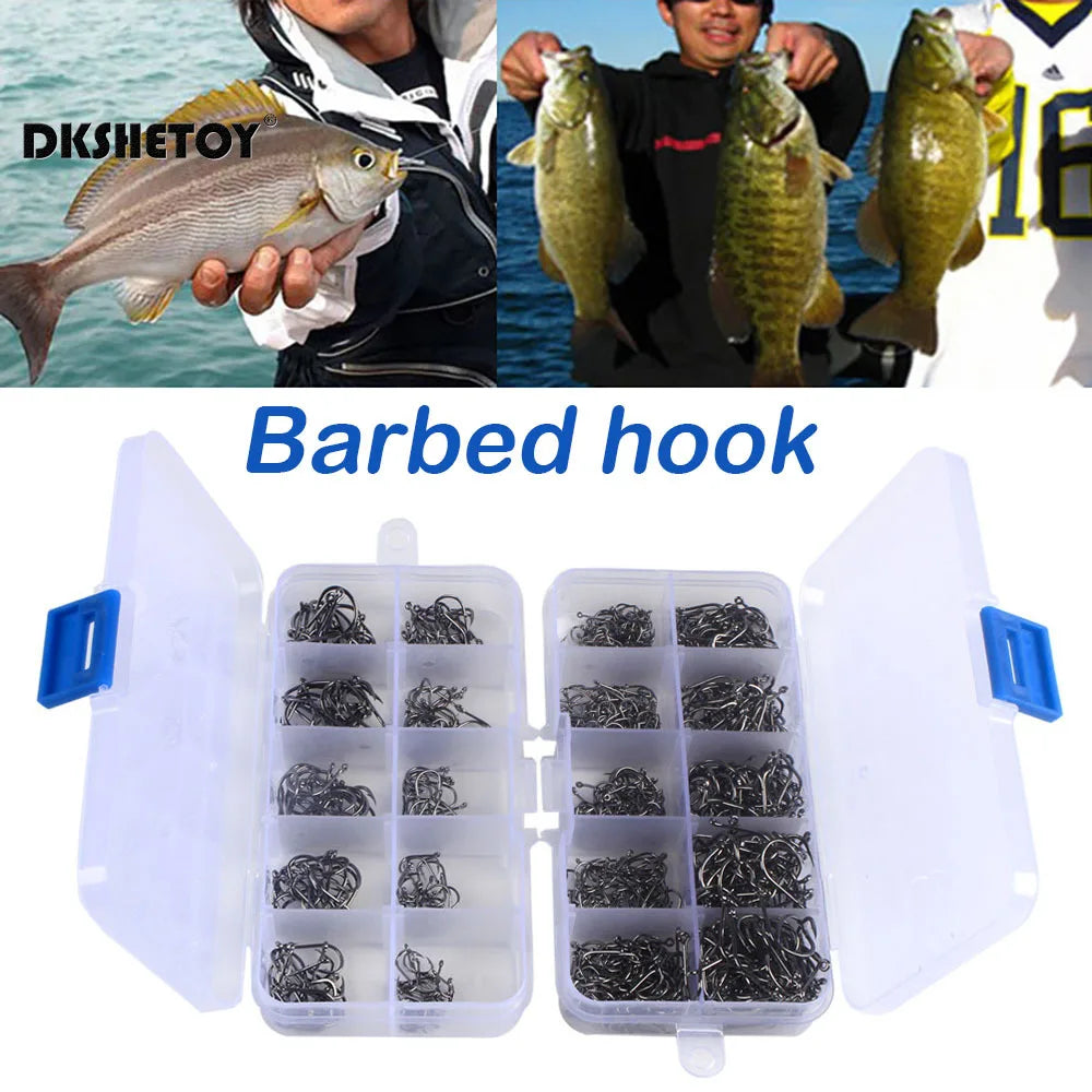 Barbed Fishing Hook Assortment – 100–1000 Pieces