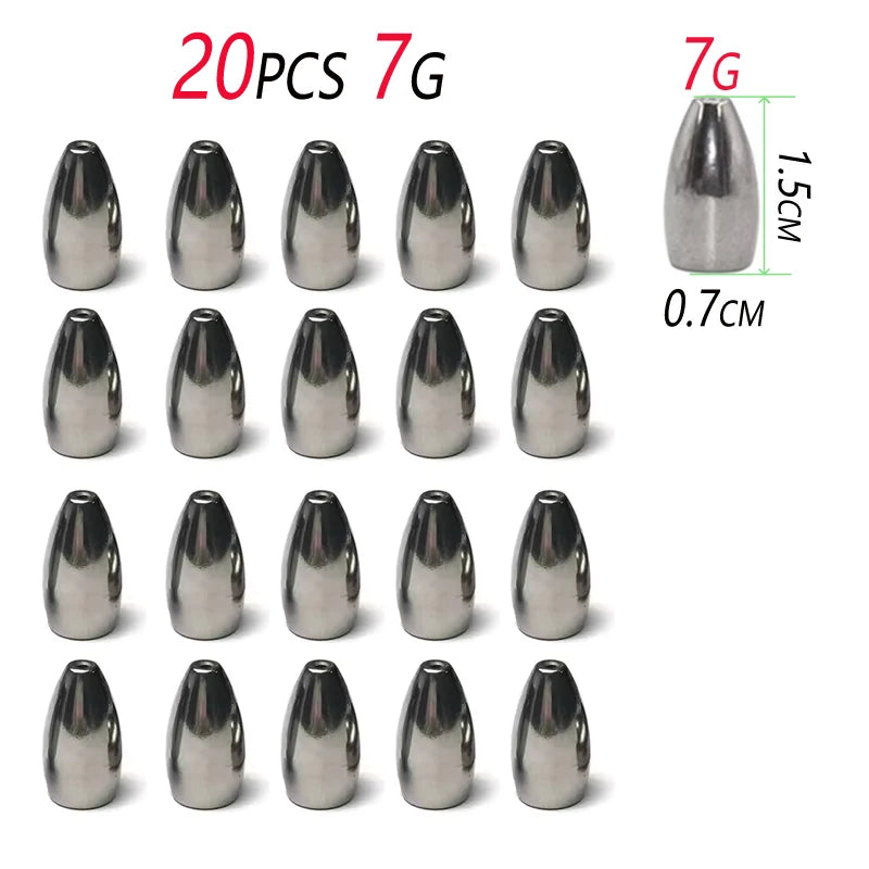Texas/Carolina Rig Bullet Weights – 20 Pack