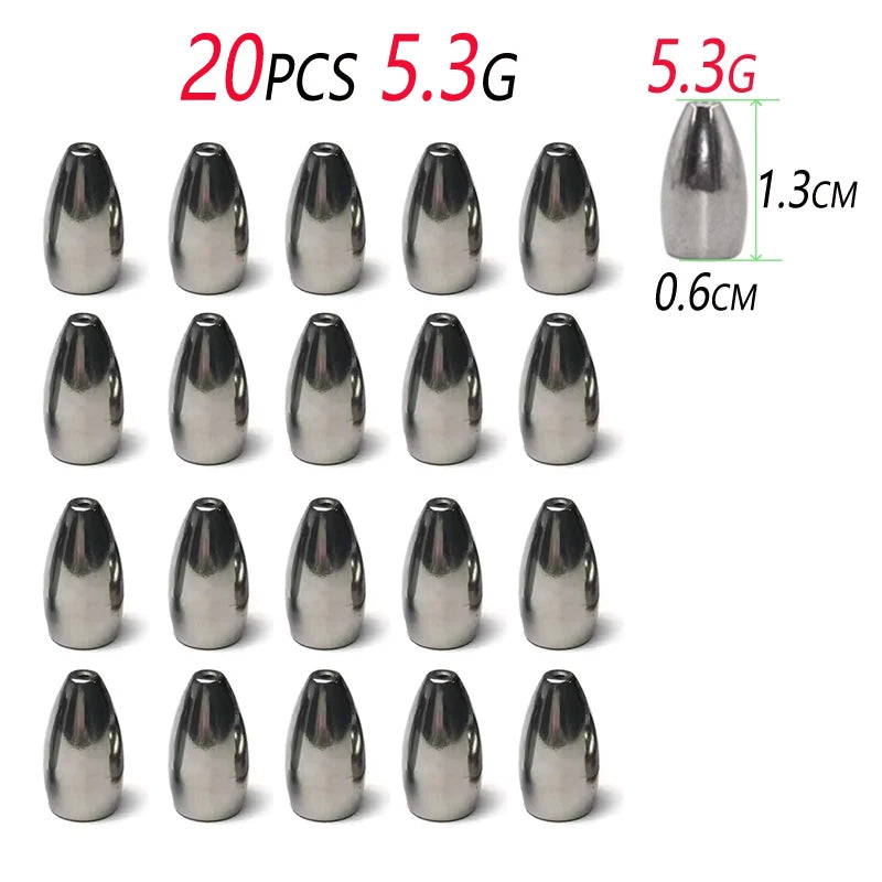 Texas/Carolina Rig Bullet Weights – 20 Pack