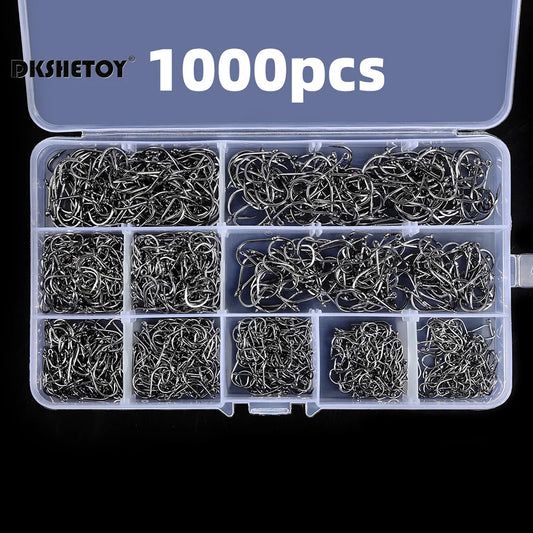 Barbed Fishing Hook Assortment – 100–1000 Pieces