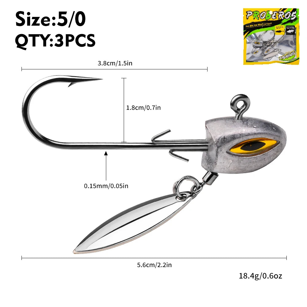 Underspin Jig Heads – 3 Pack