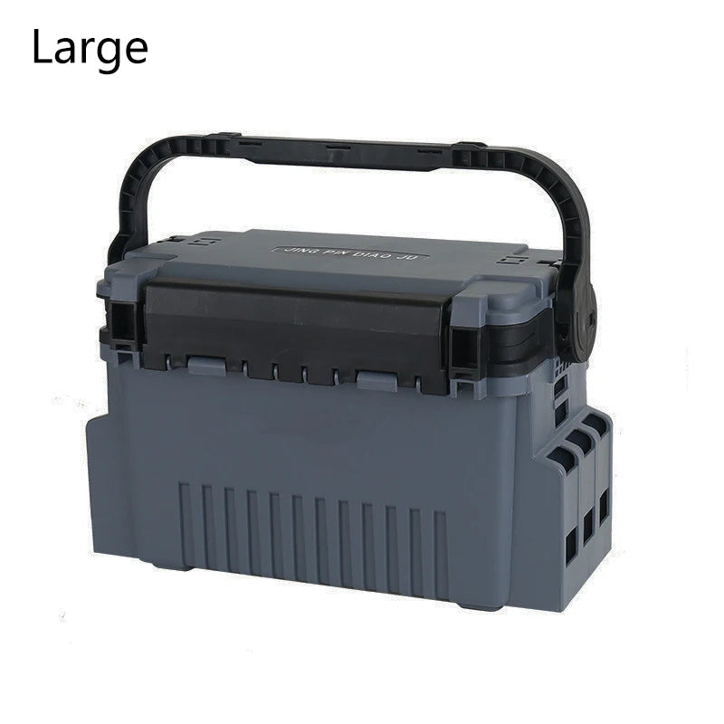 Portable Tackle Box with Rod Holder