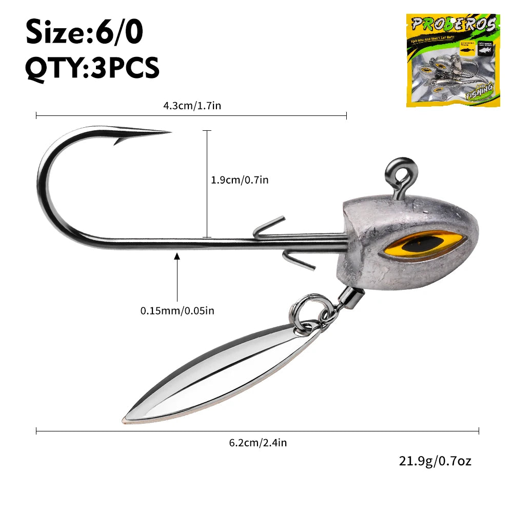 Underspin Jig Heads – 3 Pack