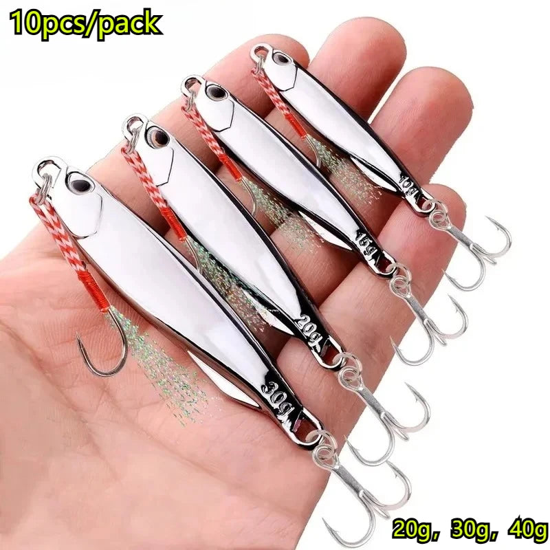 Saltwater Metal Jig Lures – 10 Pack