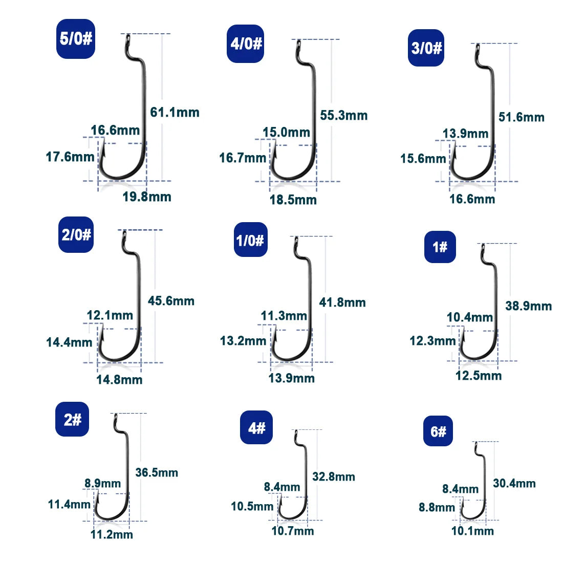 EWG Wide-Gap Worm Hooks