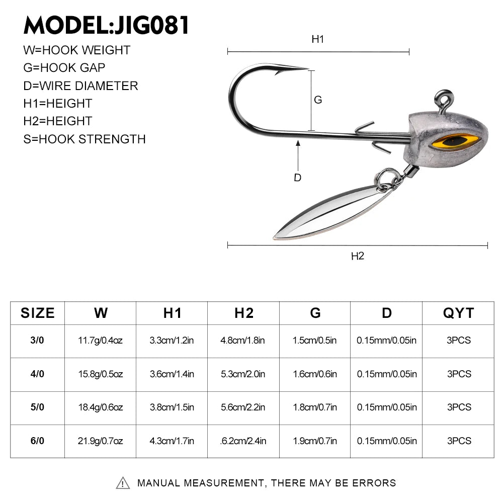 Underspin Jig Heads – 3 Pack