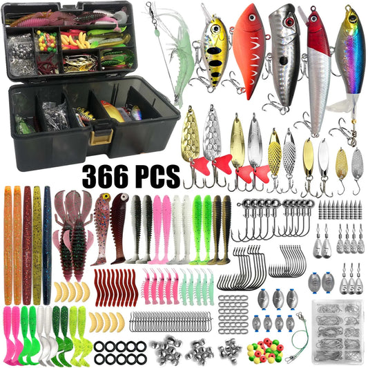 Fishing Tackle & Lure Kit – 86–366 Pieces