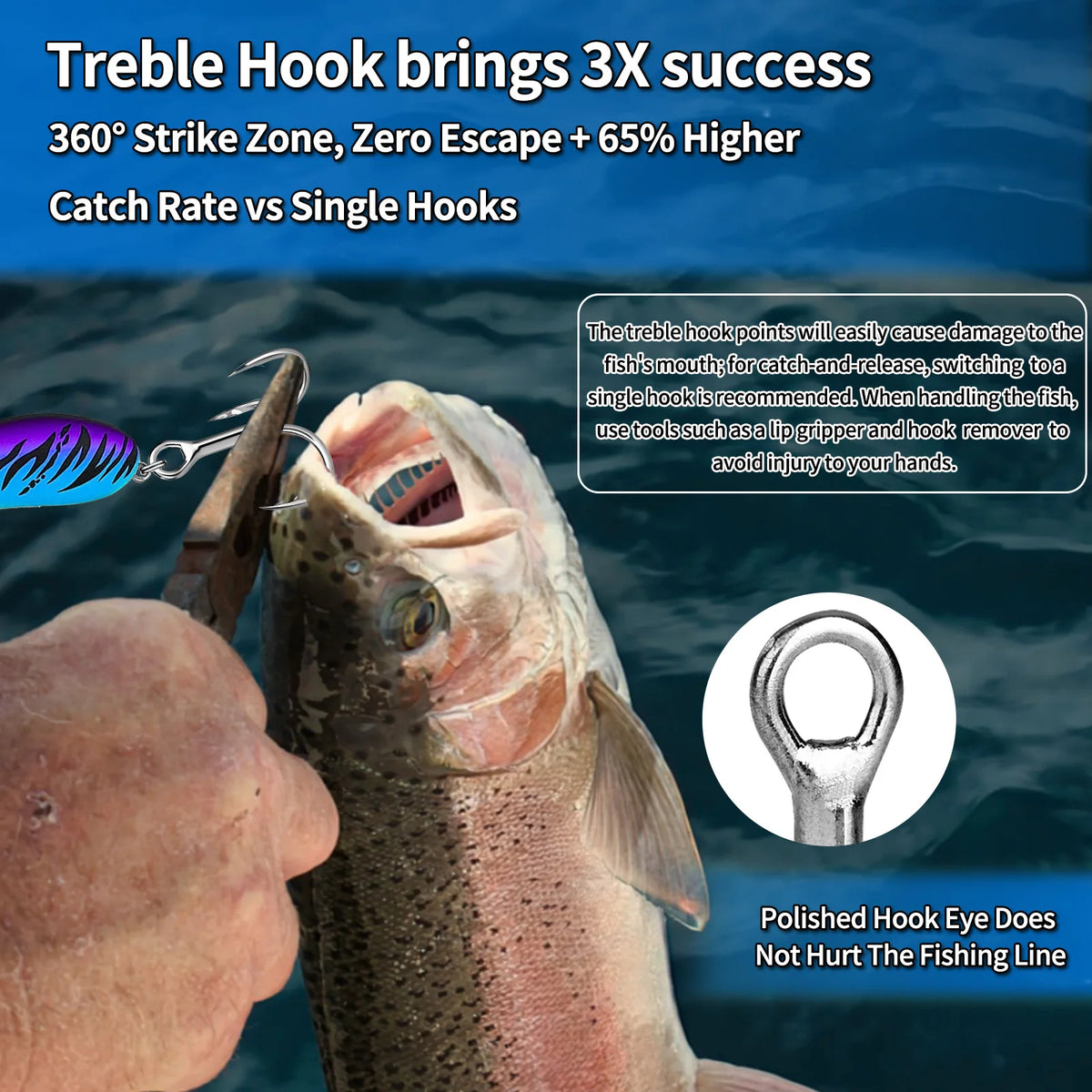 3X Strong Treble Hooks – 25–100 Pack