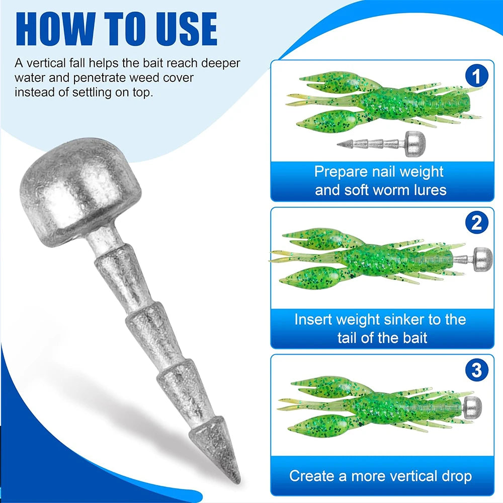 Wacky/Neko Rig Nail Weights – 50 Pack