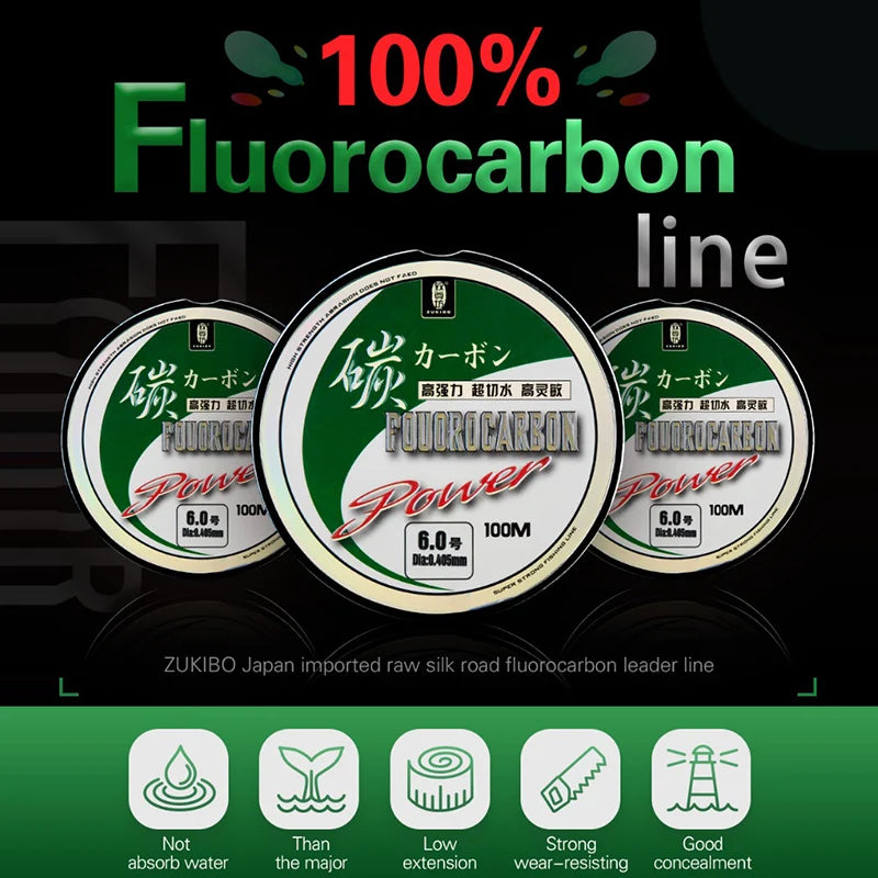 100% Fluorocarbon Fishing Line – 50/100m