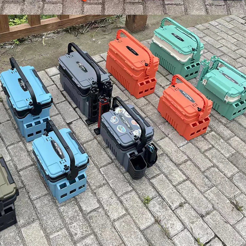 Portable Tackle Box with Rod Holder