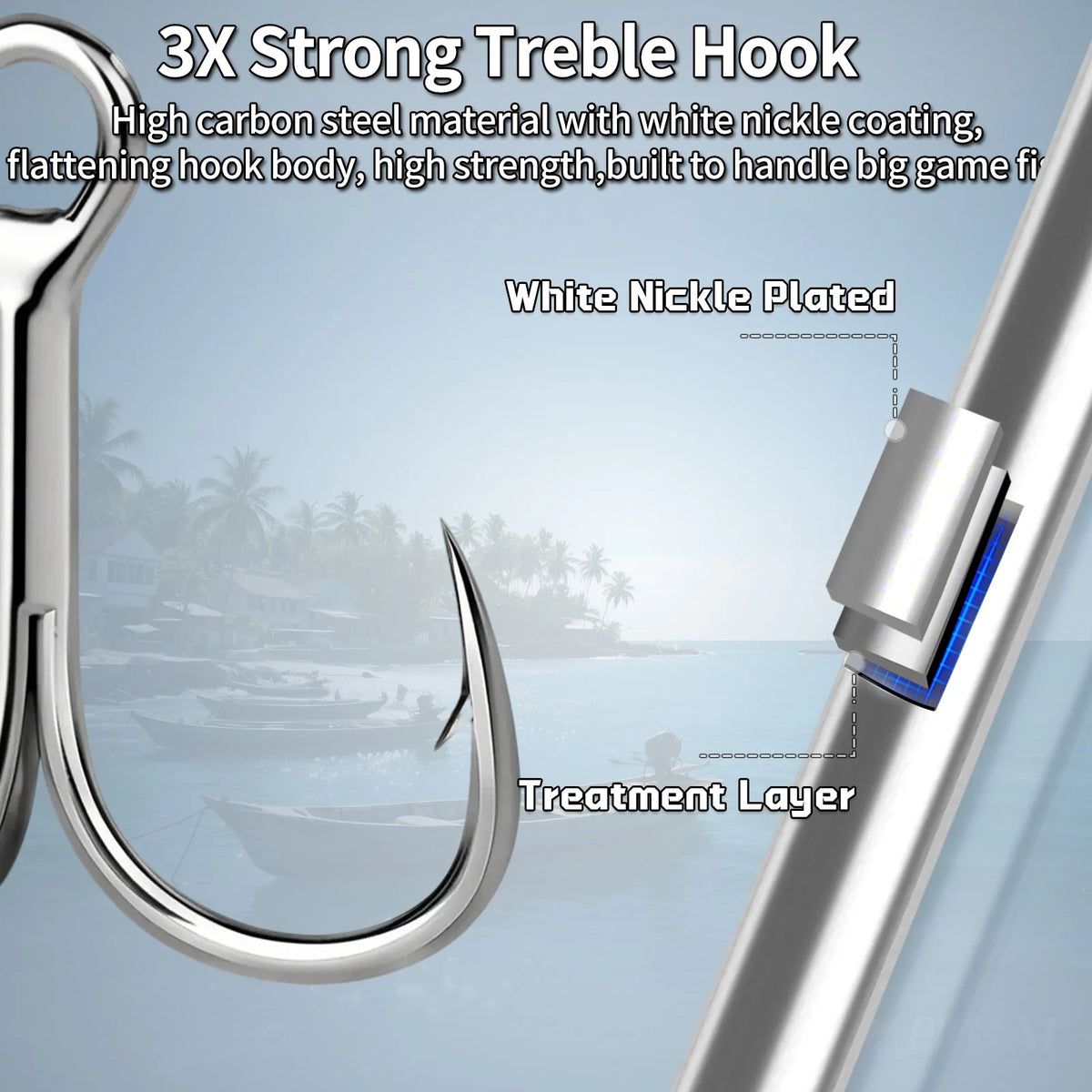 3X Strong Treble Hooks – 25–100 Pack