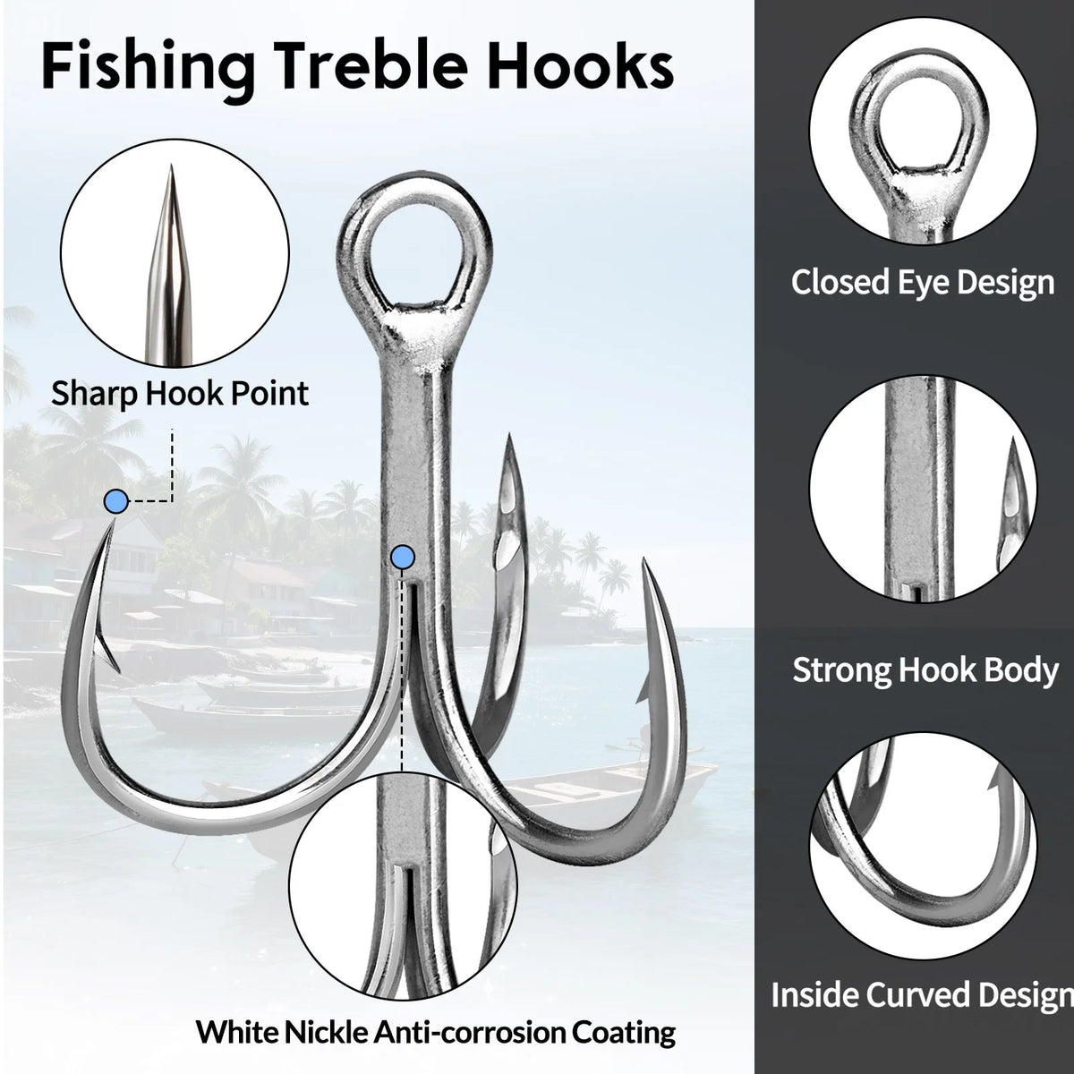3X Strong Treble Hooks – 25–100 Pack