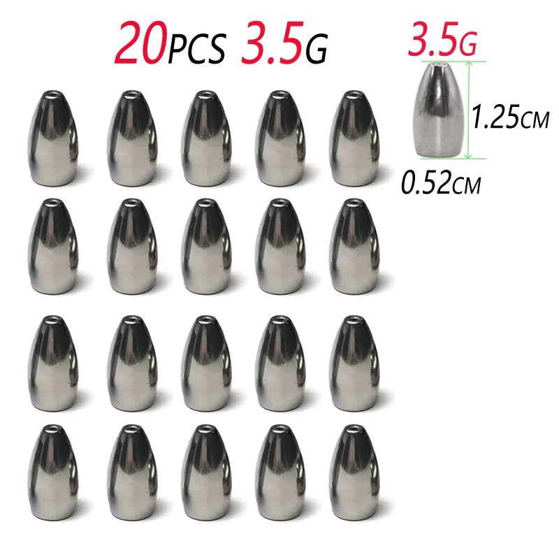 Texas/Carolina Rig Bullet Weights – 20 Pack
