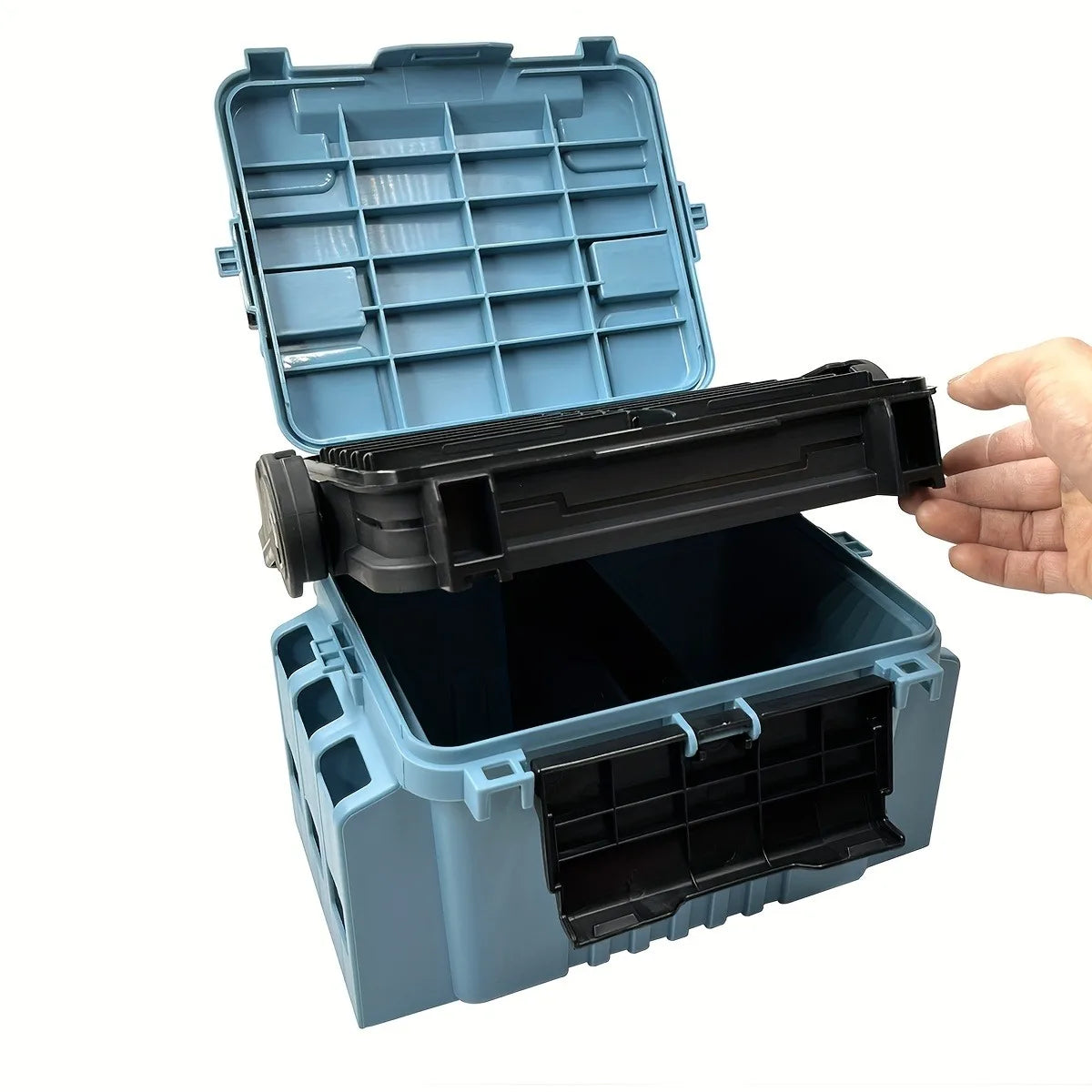 Portable Tackle Box with Rod Holder