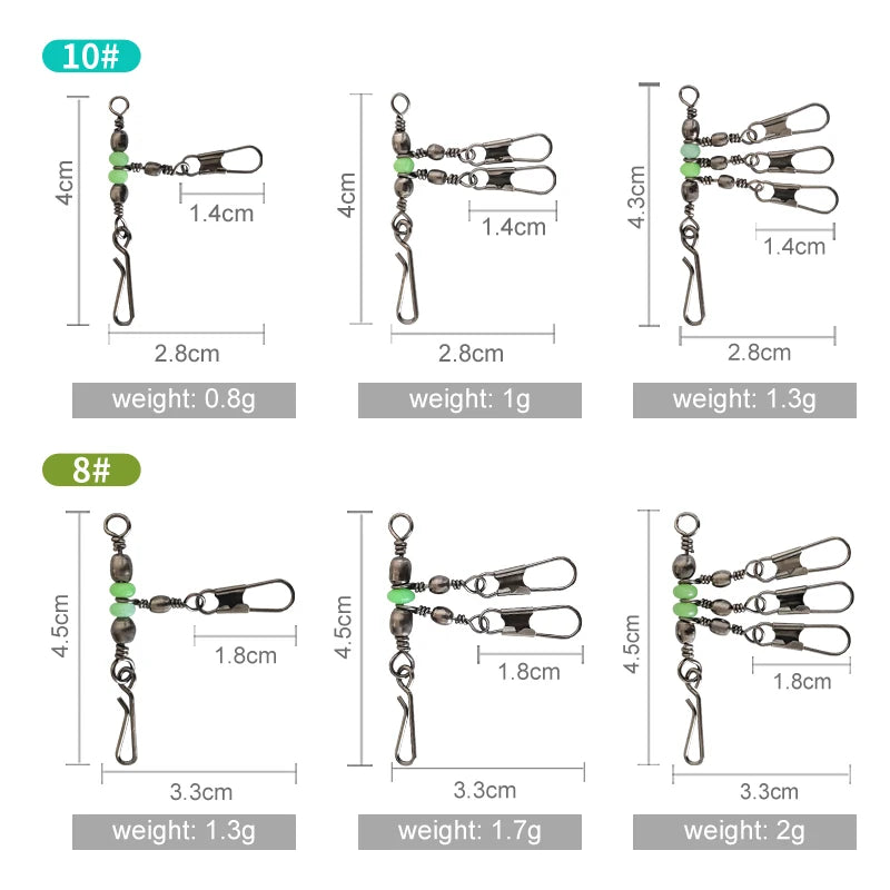 Luminous Barrel Swivels with Snap – 25 Pack