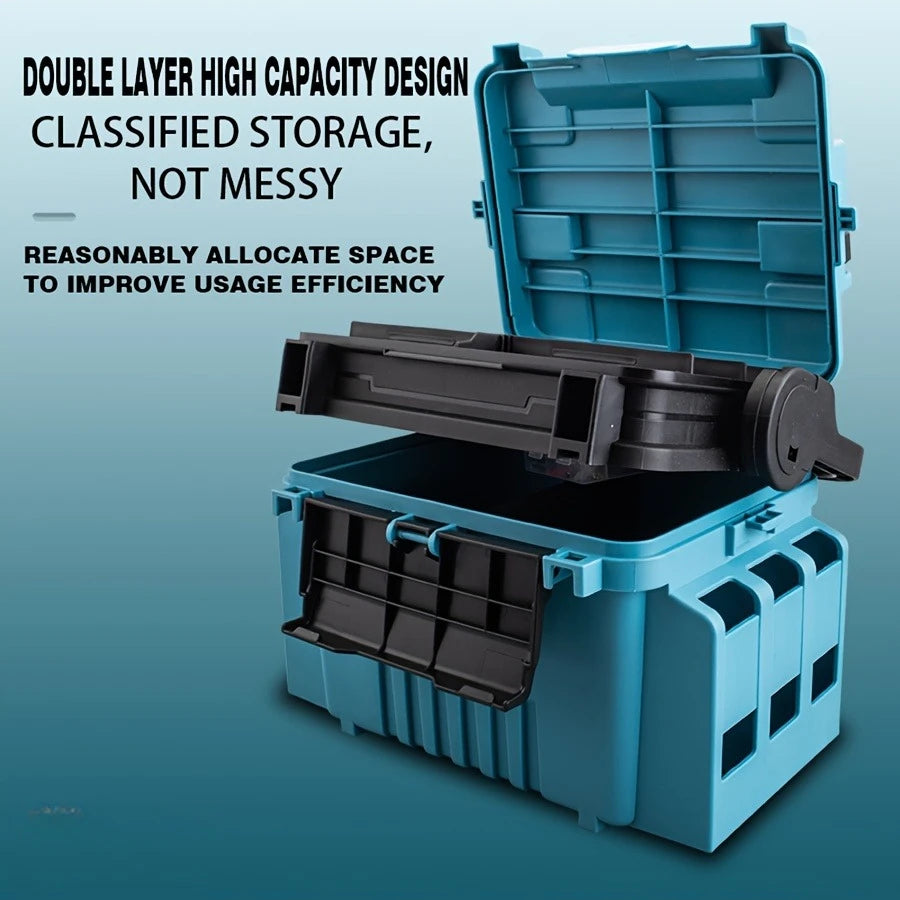 Portable Tackle Box with Rod Holder