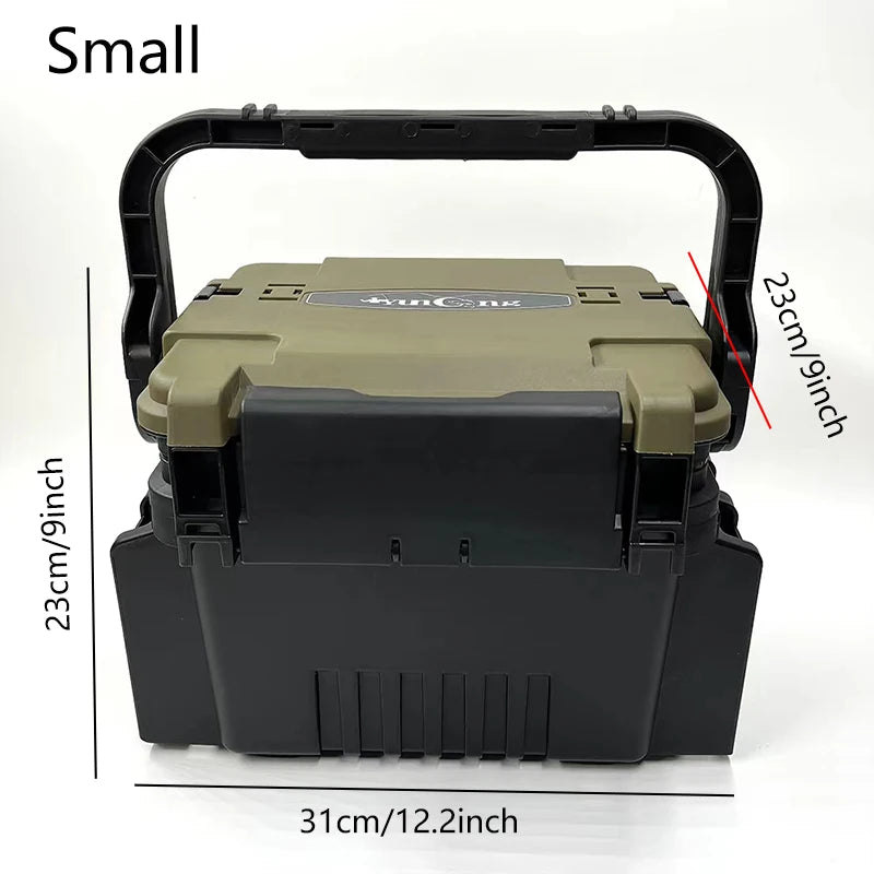 Portable Tackle Box with Rod Holder