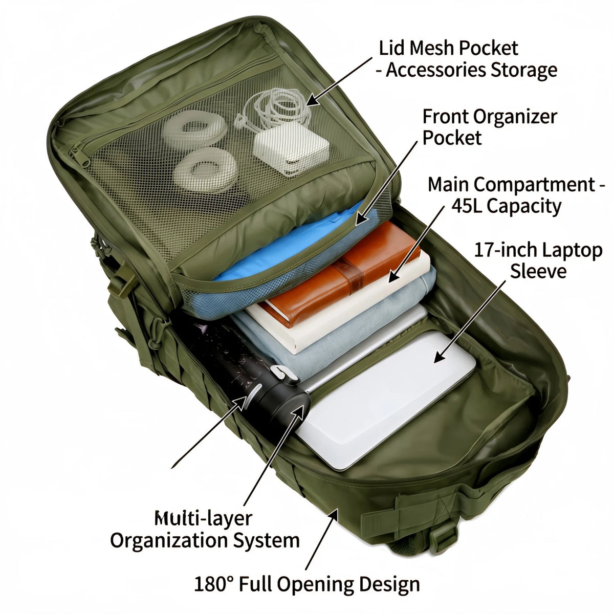 45L Fishing Tackle Backpack