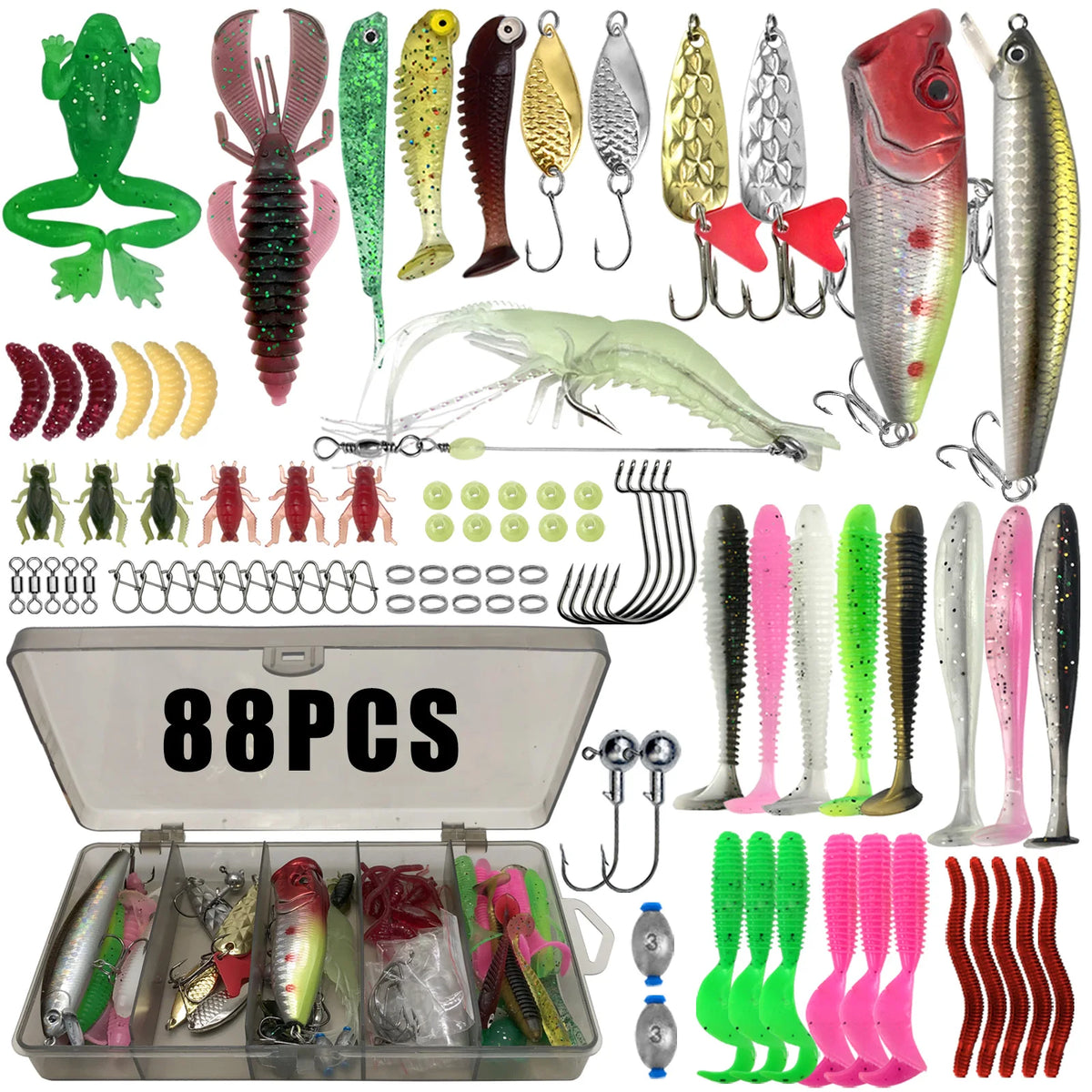 Fishing Tackle & Lure Kit – 86–366 Pieces