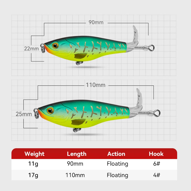Rotating Tail Topwater Plopper